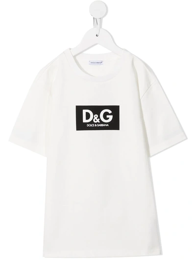 Dolce & Gabbana Kids' Logo-print Short-sleeved T-shirt In White