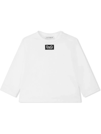 Dolce & Gabbana Babies' Kids Logo Plate T-shirt (3-30 Months) In White