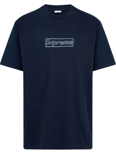 Supreme X Kaws Chalk Logo T-shirt In Blue