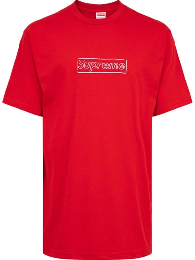 Supreme X Kaws Chalk Logo T-shirt In Red