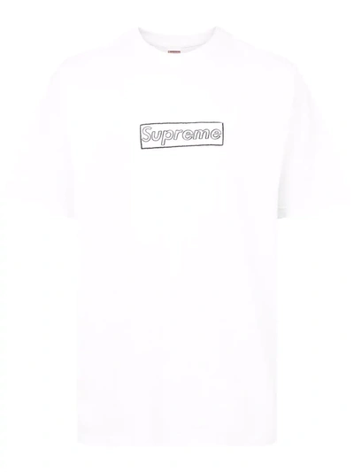 Supreme X Kaws Chalk Logo T-shirt In White