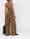 Norma Kamali Leopard-print Wide-leg Jumpsuit In Black