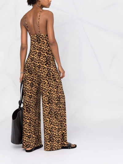 Norma Kamali Leopard-print Wide-leg Jumpsuit In Black