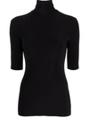 Norma Kamali Roll-neck Knitted Top In Black