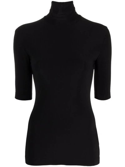 Norma Kamali Roll-neck Knitted Top In Black