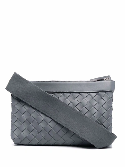 Bottega Veneta Interwoven-design Shoulder Bag In Grey