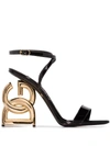 Dolce & Gabbana Keira Embellished Patent-leather Sandals In Schwarz