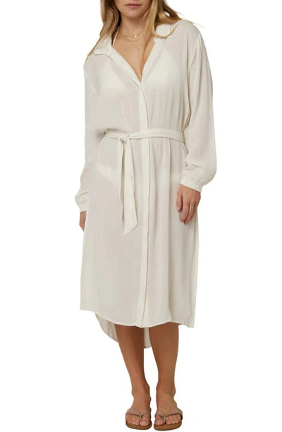 O'neill Dockside Long Sleeve Cover-up Shirtdress In Vanilla