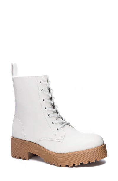 Dirty Laundry Mazzy Lace-up Boot In White Smooth