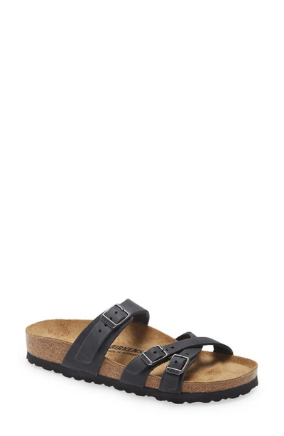 Birkenstock Sandalen Franca Fl Aus Schwarzem Leder In Black