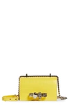 Alexander Mcqueen Croc Embossed Leather Shoulder Bag In Pop Yellow