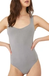 Free People Clean Lines Bodysuit In Light Heather Grey