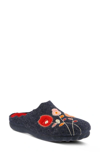 Flexus By Spring Step Wildflower Scuff Slipper In Navy