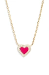 Shymi Everyday Pavé & Enamel Heart Pendant Necklace In Gold/ Pink