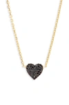 Shymi Mini Pavé Heart Pendant Necklace In Gold/ Black