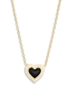 Shymi Everyday Pavé & Enamel Heart Pendant Necklace In Gold/ Black