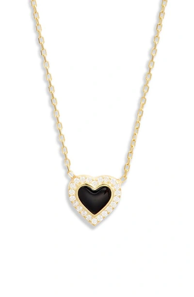 Shymi Everyday Pavé & Enamel Heart Pendant Necklace In Gold/ Black