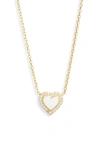 Shymi Everyday Pavé & Enamel Heart Pendant Necklace In Gold/ White