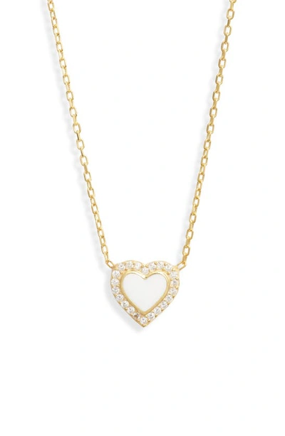 Shymi Everyday Pavé & Enamel Heart Pendant Necklace In Gold/ White