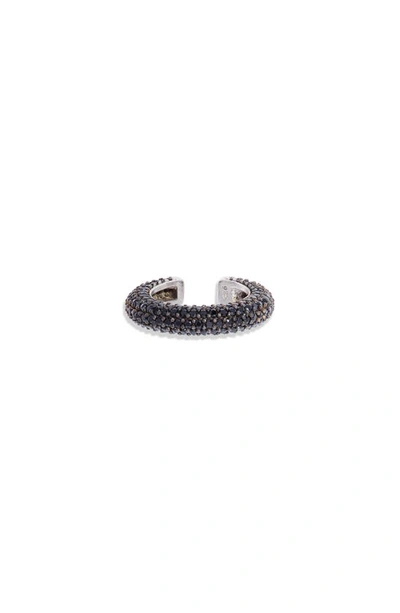 Shymi Pavé Ear Cuff In Silver/ Black