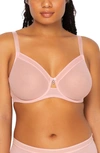 Curvy Couture Full Figure Mesh Underwire Bra In Blushing Rose