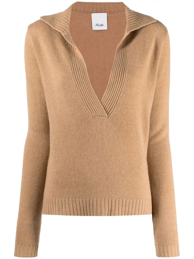 Allude V-neck Cashmere Jumper In Nude