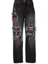DOUBLET MID-RISE GRAPHIC-PRINT JEANS