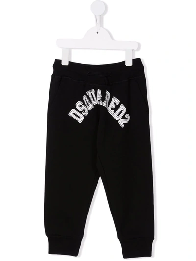 Dsquared2 Kids' Logo-print Drawstring-waist Track Trousers In Black