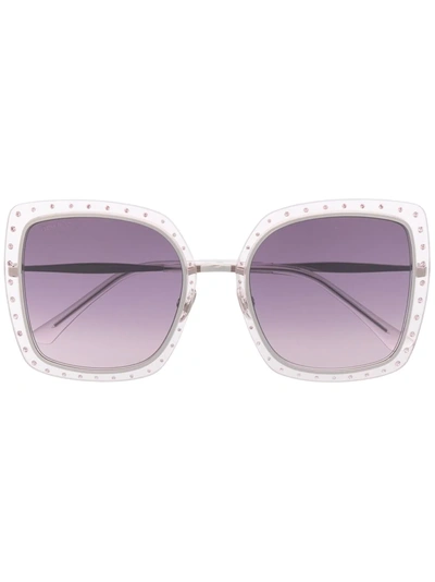 Jimmy Choo Women's Square Sunglasses Dany/s Ktsf7 Palladium/lilac 56mm In Pink