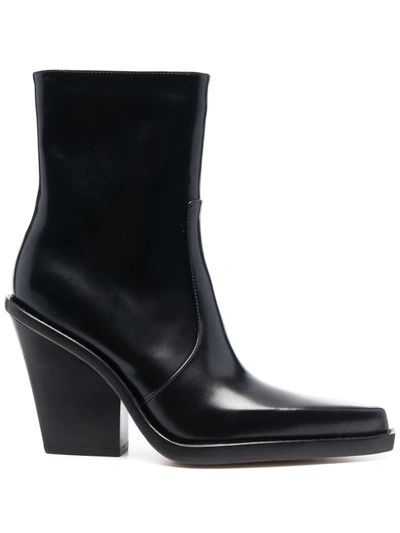 Paris Texas Rodeo Point-toe Leather Ankle Boots In Black