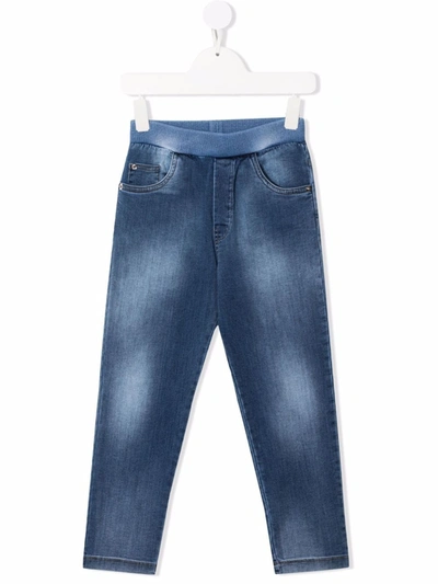 Versace Elasticated Denim Jeans In Blue