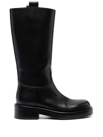 Ann Demeulemeester 25mm Stein Brushed Leather Boots In Black