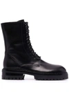 Ann Demeulemeester Leather Combat Boots In Schwarz