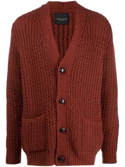 Roberto Collina Button-down Alpaca-blend Knit Cardigan In Rot