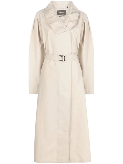 Isabel Marant Dipanima Frill-neck Canvas Trench Coat In Beige