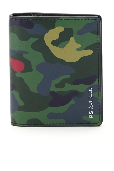 Ps By Paul Smith Camo Card Holder In Green,blue