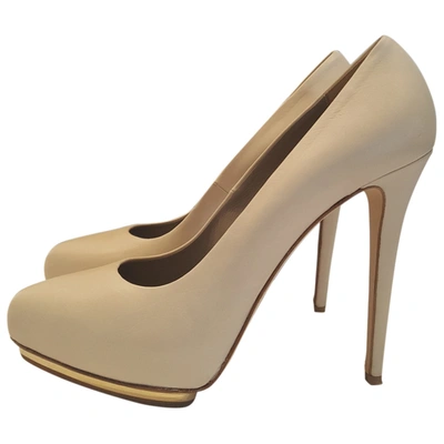 Pre-owned Le Silla Leather Heels In Beige