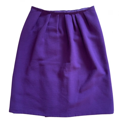 Pre-owned Miu Miu Wool Mid-length Skirt In Purple