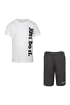 Nike Kids' 'just Do It' T-shirt & Shorts Set In Gaedk Ash