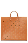 CLARE V SIMPLE GROMMET LEATHER TOTE