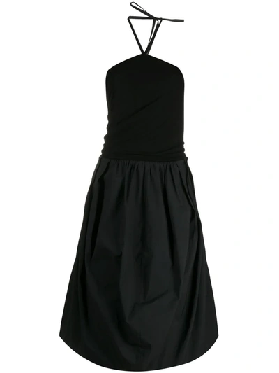 Jw Anderson Cotton Jersey And Taffeta Midi Dress In Black