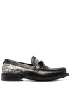 MOSCHINO LOGO-PRINT LEATHER LOAFERS