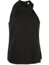 Milly Preston Cady Asymmetric Halter Top In Schwarz