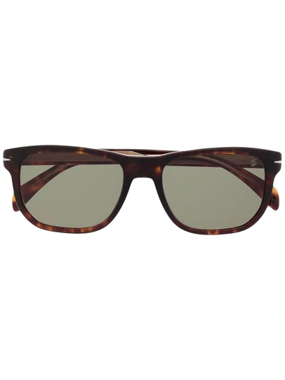 Eyewear By David Beckham Tortoiseshell Square-frame Sunglasses In Braun