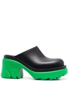 Bottega Veneta Flash Pump Womens Leather Slip-on Platform Sandals In Green