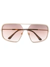 Tom Ford Clark Metal Aviator Sunglasses, Pink/gold In 28f Srgld/brng