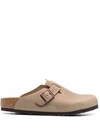 Birkenstock Beige Worn-effect Leather Boston Sandals In Nude