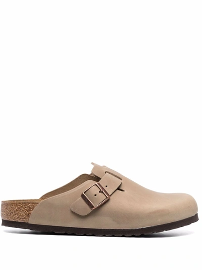 Birkenstock Beige Worn-effect Leather Boston Sandals