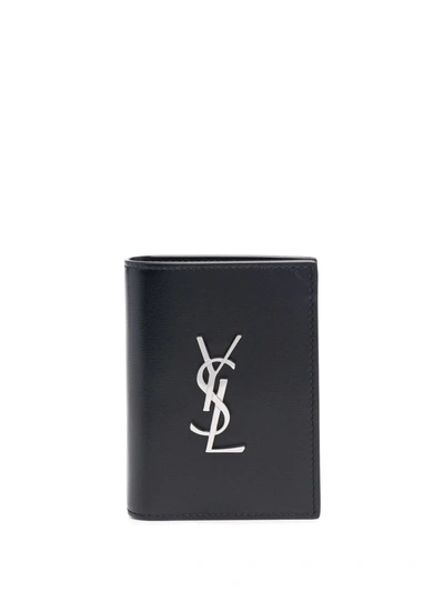 Saint Laurent Logo-lettering Leather Wallet In Black