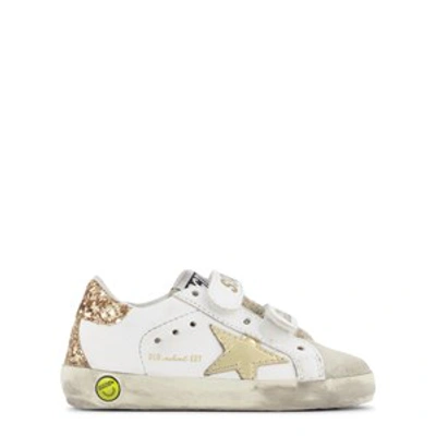Golden Goose Kids'  Gold Metallic Old School Classic Trainers In White